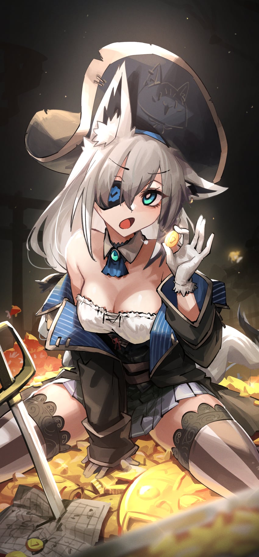 shirakami fubuki, sukonbu, and bicorn (hololive) drawn by adarin