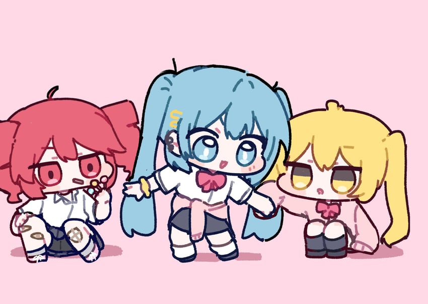 hatsune miku, kasane teto, and akita neru (vocaloid and 3 more) drawn by miratsu_(miratsu169)