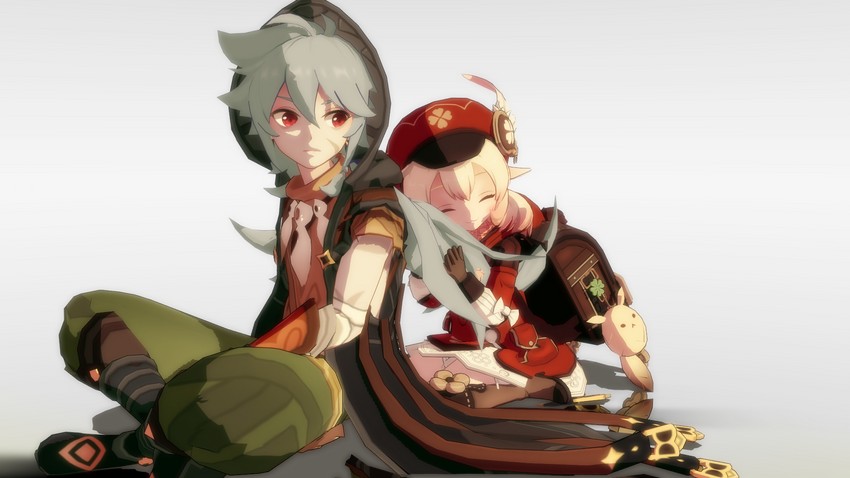 klee, dodoco, and razor (genshin impact) drawn by deyezi
