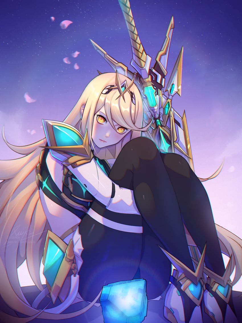 mythra (xenoblade chronicles and 1 more) drawn by xuuikie_ashe