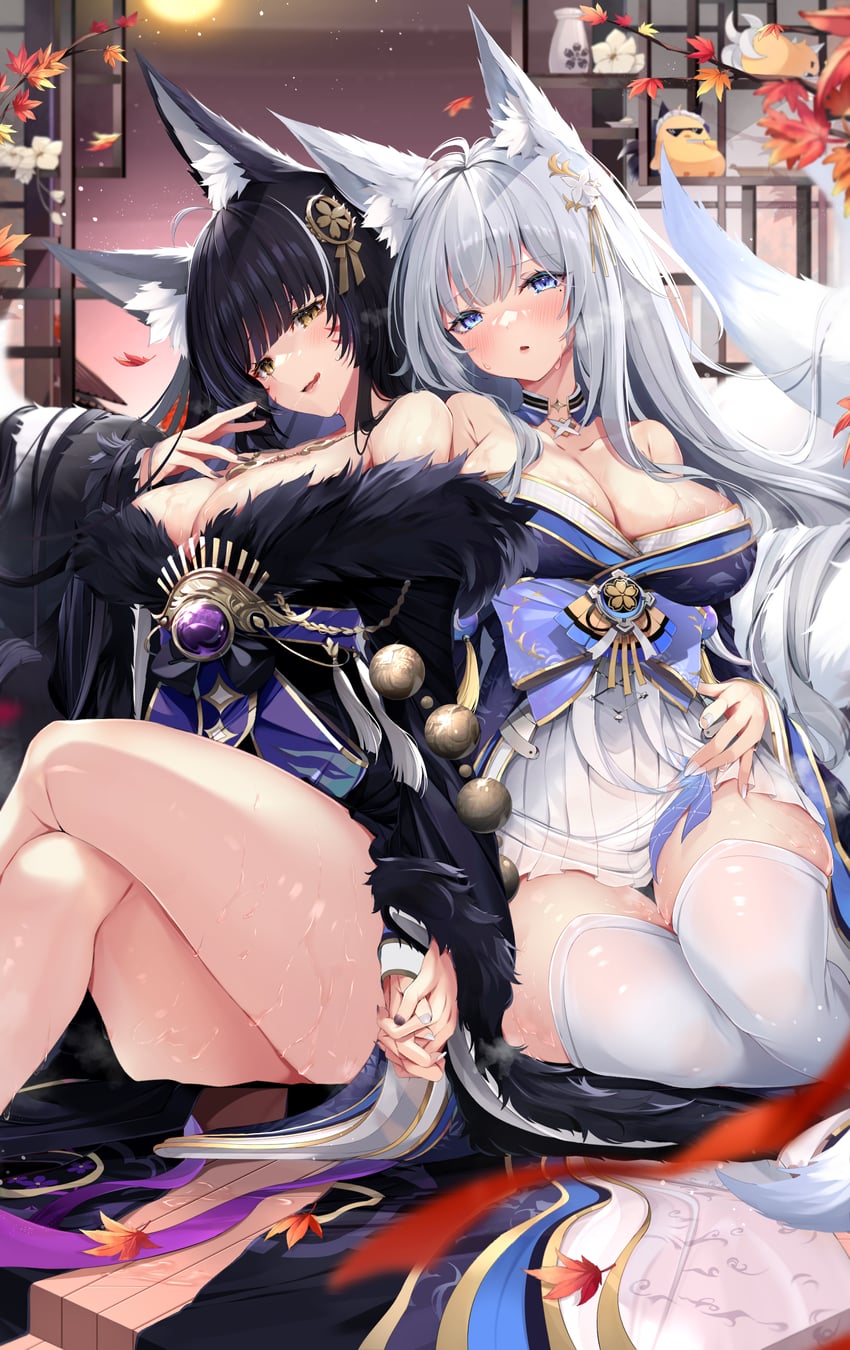 shinano and musashi (azur lane) drawn by shiira_(nya_rl)