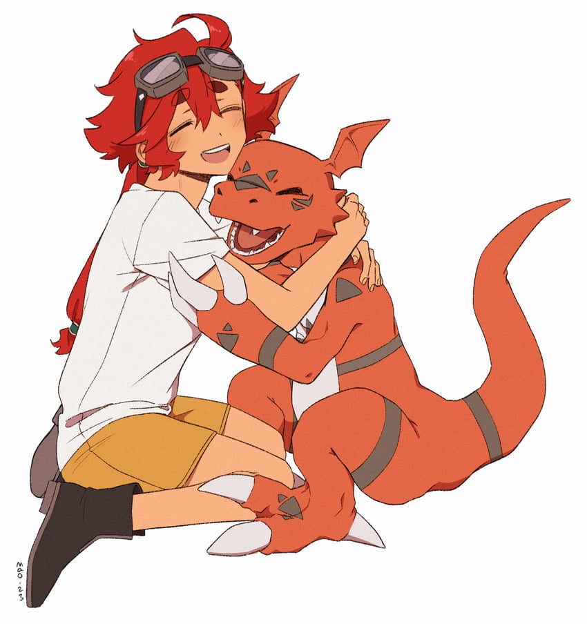 suletta mercury and guilmon (gundam and 3 more) drawn by inumawoo