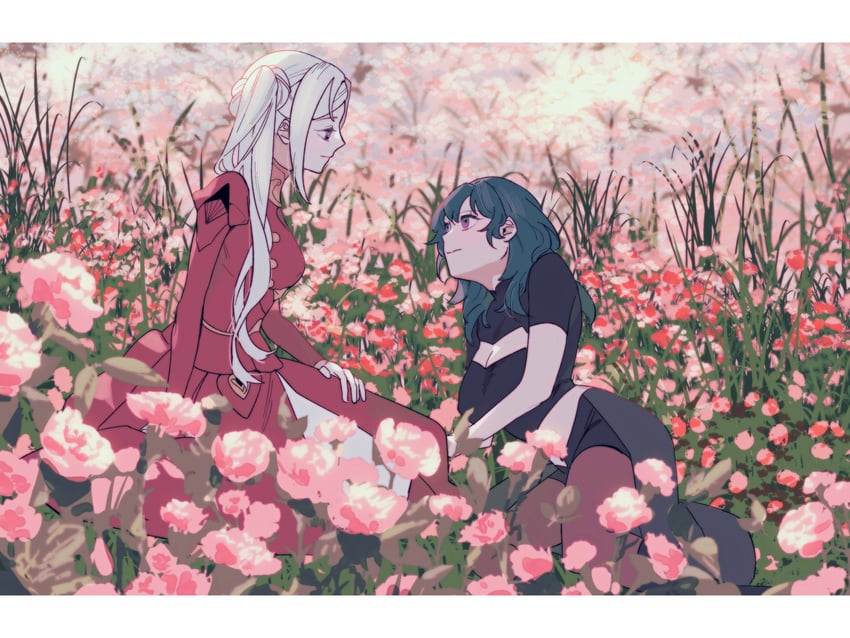female byleth and edelgard von hresvelg (fire emblem and 1 more) drawn by b_(wldms6650)