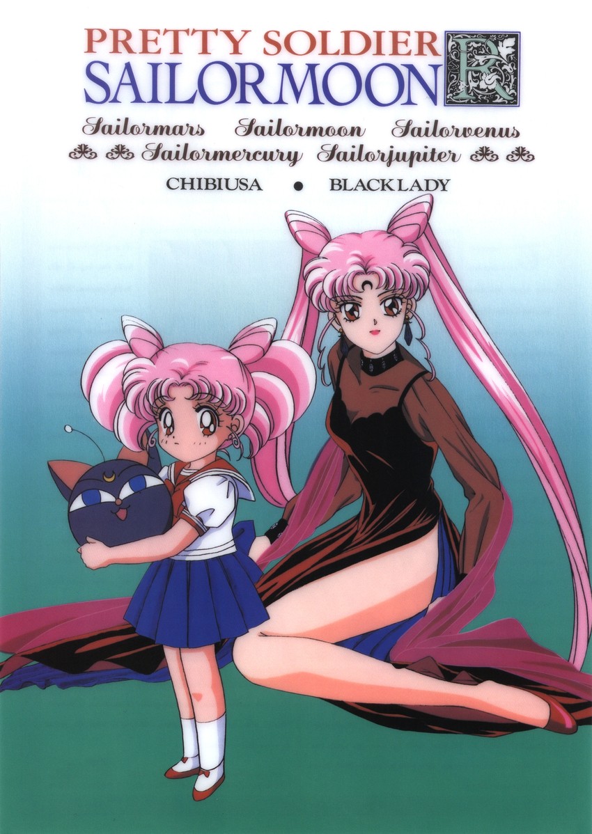 chibi usa, black lady, and luna-p (bishoujo senshi sailor moon and 1 more) drawn by itou_ikuko