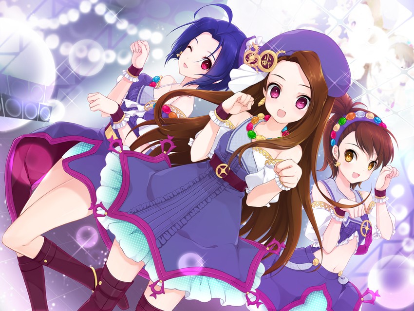 minase iori, miura azusa, and futami ami (idolmaster) drawn by juna