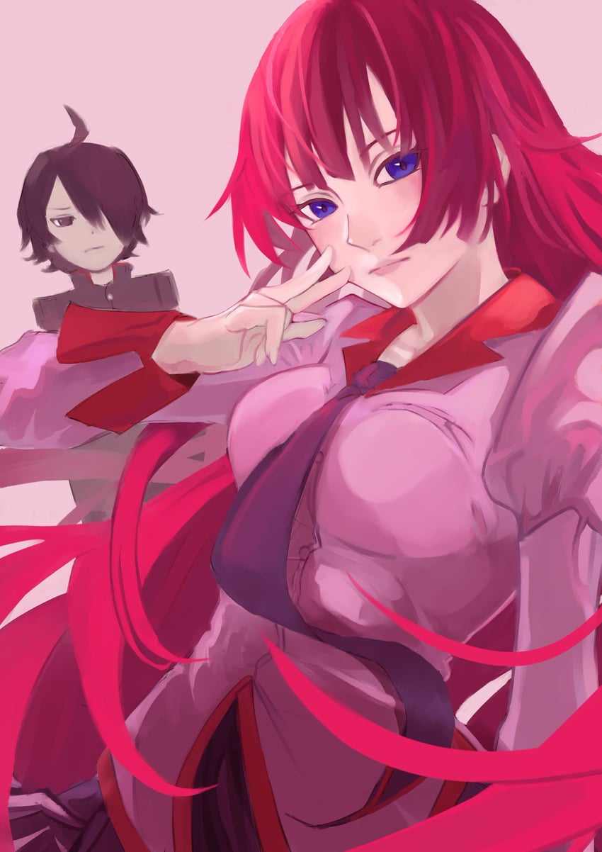 senjougahara hitagi and araragi koyomi (monogatari and 1 more) drawn by kou_0623