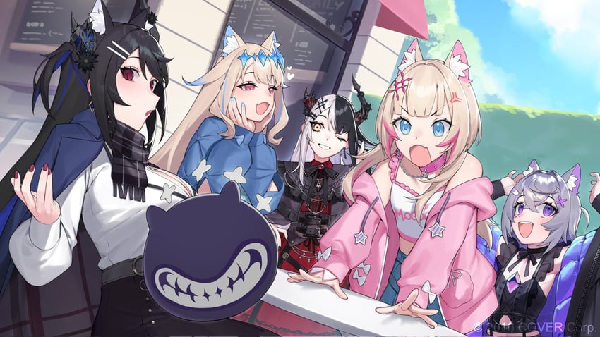 shiori novella, nerissa ravencroft, fuwawa abyssgard, mococo abyssgard, koseki bijou, and 1 more (hololive and 1 more) drawn by dasdokter