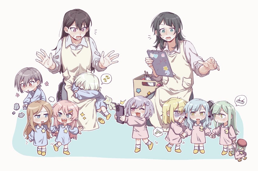 chihaya anon, togawa sakiko, nagasaki soyo, shiina taki, wakaba mutsumi, and 6 more (bang dream! and 1 more) drawn by criangle_k.