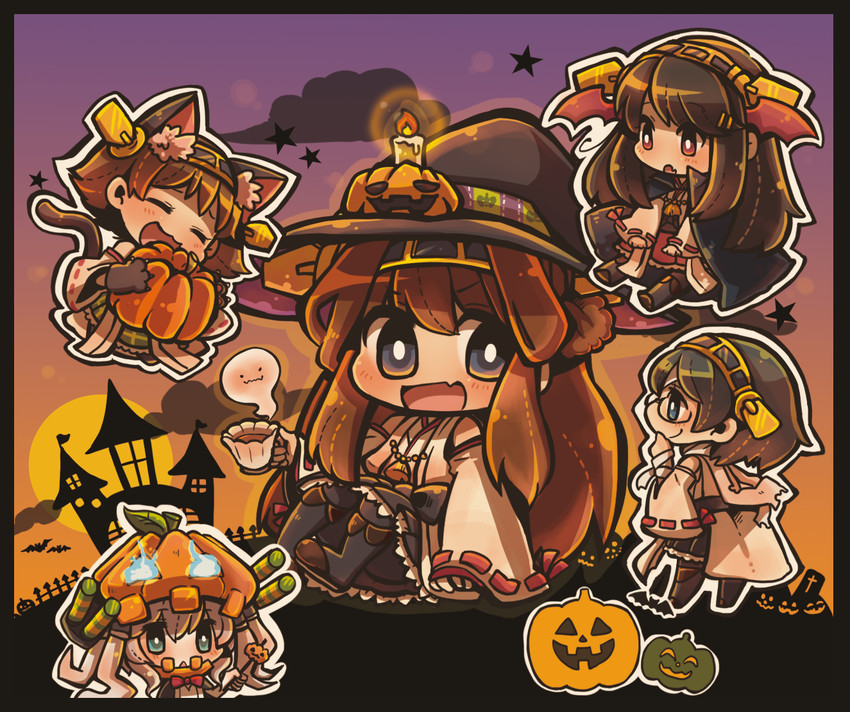 kongou, haruna, hiei, wo-class aircraft carrier, and kirishima (kantai collection) drawn by same_anko