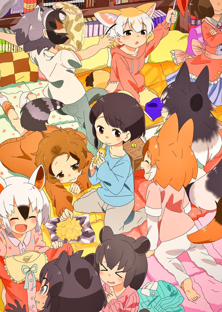 common raccoon, fennec, grey wolf, captain, dhole, and 5 more (kemono friends and 1 more) drawn by hakoneko_(marisa19899200)