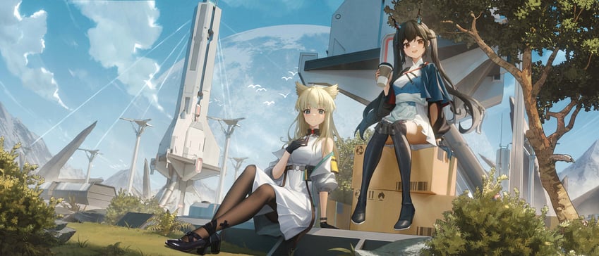 perlica and chen qianyu (arknights and 1 more) drawn by gu_xiao_mo