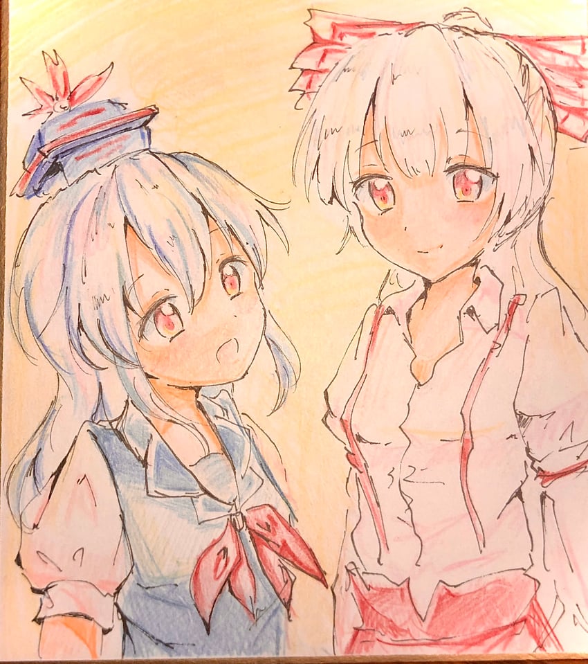 fujiwara no mokou and kamishirasawa keine (touhou) drawn by orya_422
