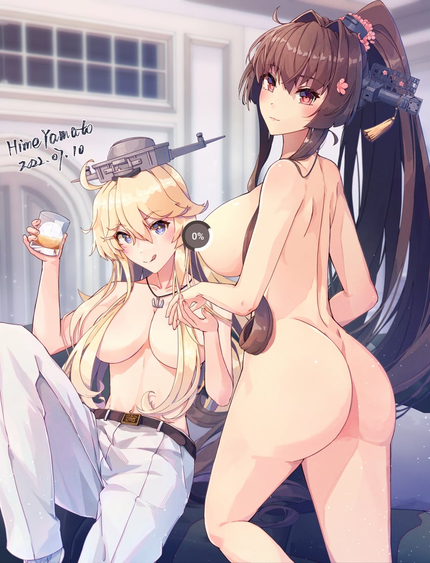 yamato, iowa, and yamato kai ni (kantai collection) drawn by himeyamato