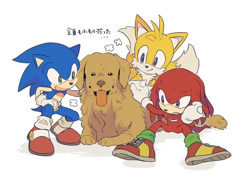 sonic the hedgehog, tails, knuckles the echidna, and ozzy (sonic) drawn by ninonuko