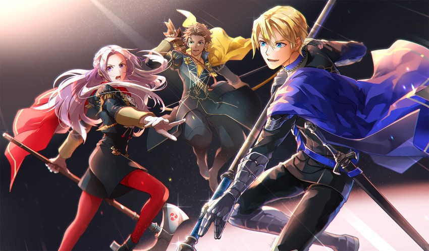 edelgard von hresvelg, dimitri alexandre blaiddyd, and claude von riegan (fire emblem and 1 more) drawn by shiroi_(shiroicbe)