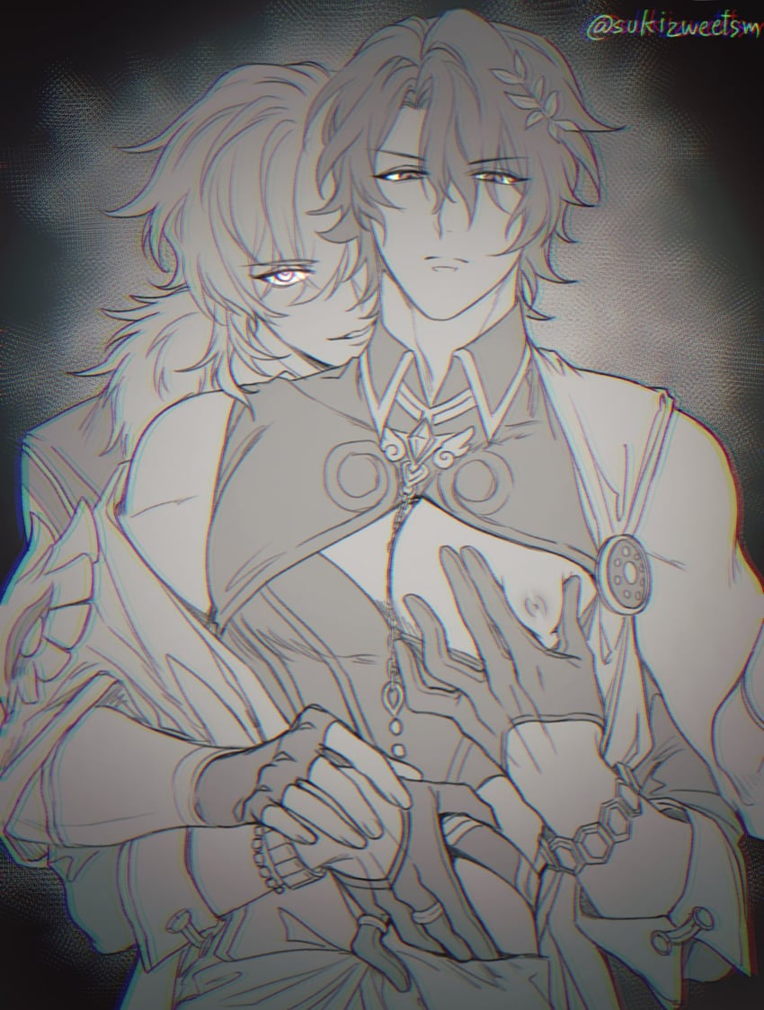 aventurine and dr. ratio (honkai and 1 more) drawn by sukizweetsm