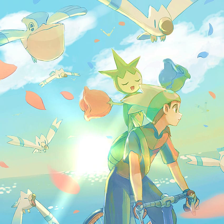 brendan, wingull, roselia, and pelipper (pokemon and 2 more) drawn by popcorn_91