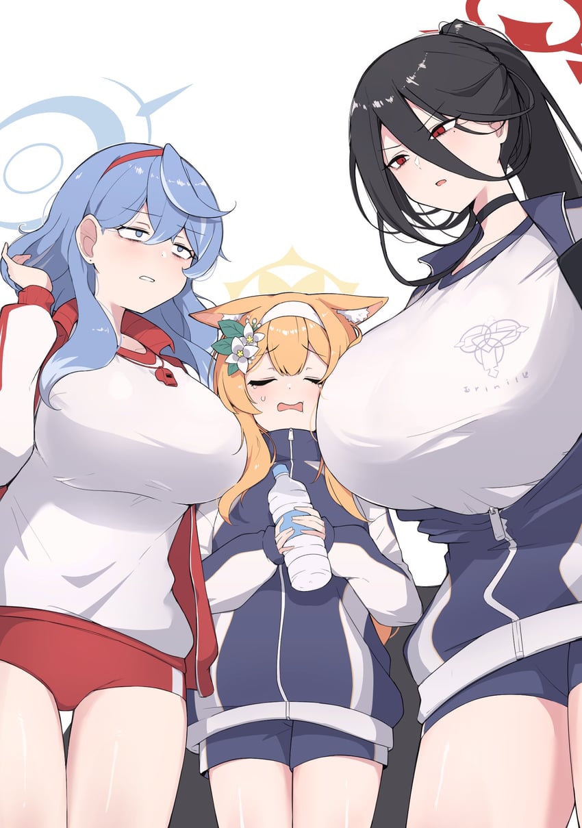 mari, ako, and hasumi (blue archive) drawn by ousaka_(buppa_man)