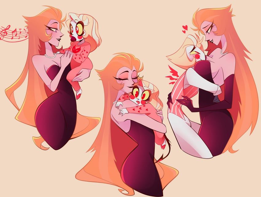 lucifer morningstar, charlie morningstar, and lilith (hazbin hotel) drawn by chandllucky