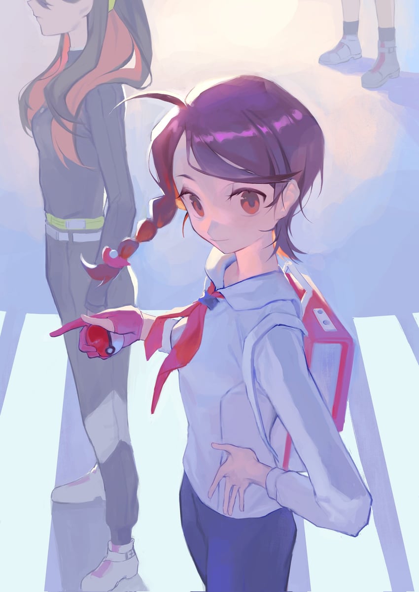 kieran, juliana, and carmine (pokemon and 1 more) drawn by kyuuden_mikan