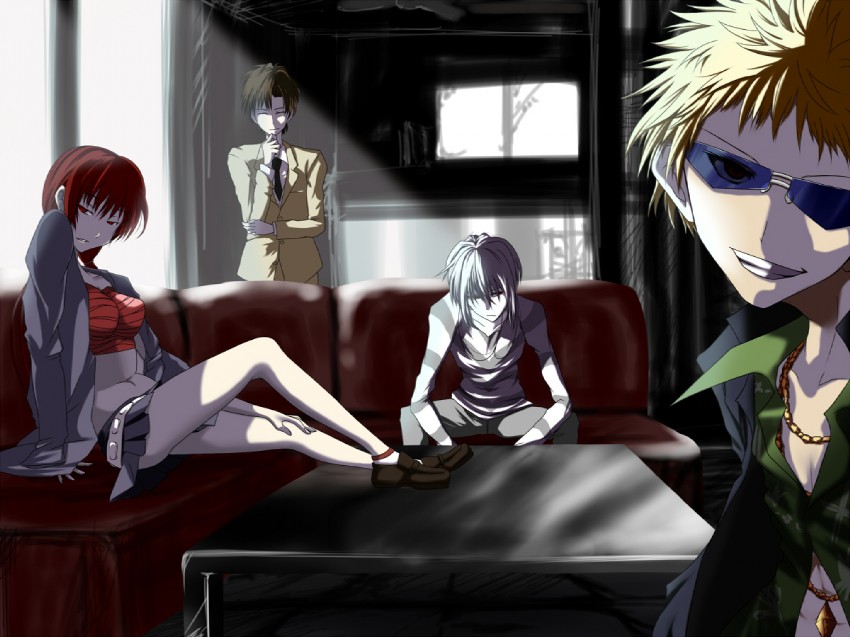 accelerator, musujime awaki, tsuchimikado motoharu, unabara mitsuki, and etzali (toaru majutsu no index and 1 more) drawn by bloody_moon