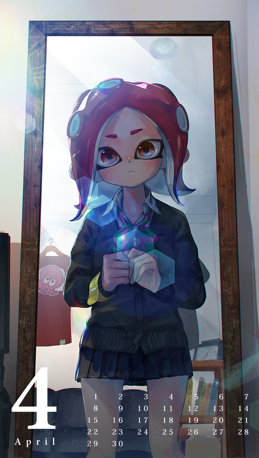 octoling player character and octoling girl (splatoon and 2 more) drawn by kashu_(hizake)