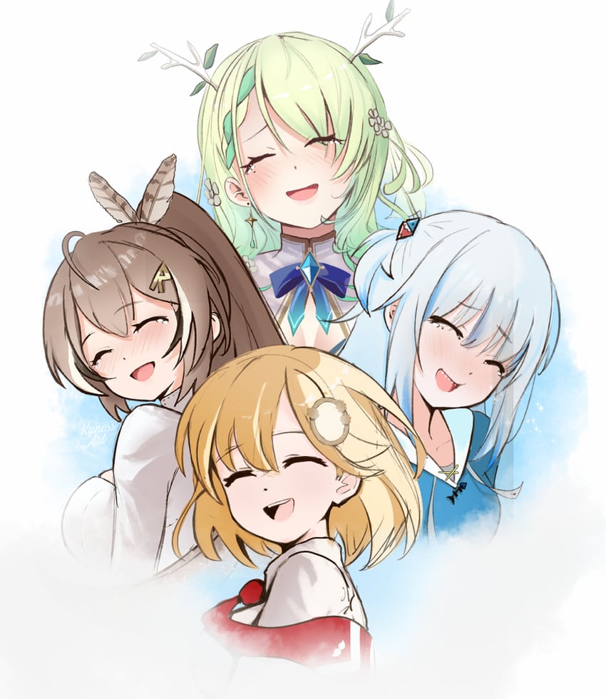 gawr gura, nanashi mumei, watson amelia, and ceres fauna (hololive and 3 more) drawn by ryness