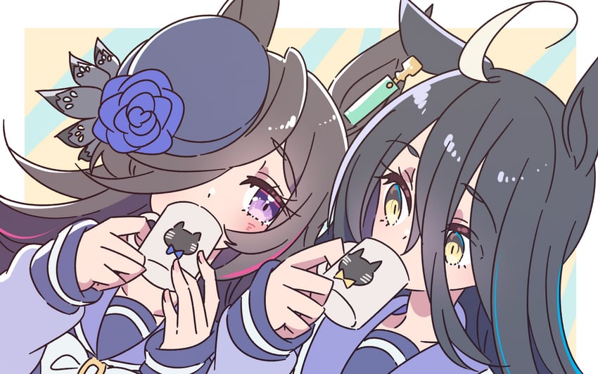 manhattan cafe and rice shower (umamusume) drawn by honkawa_works