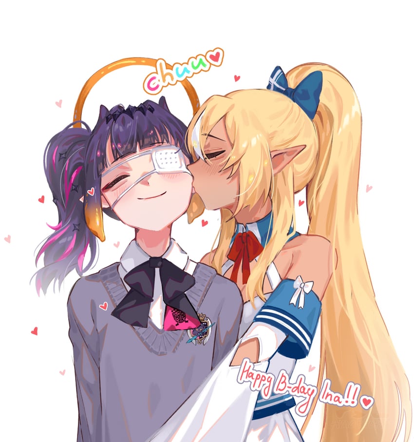 ninomae ina'nis and shiranui flare (hololive and 1 more) drawn by amattoart