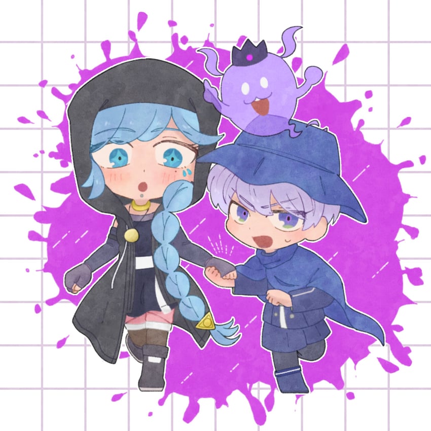 yuma kokohead, shinigami, and fubuki clockford (master detective archives: rain code) drawn by aranranrock