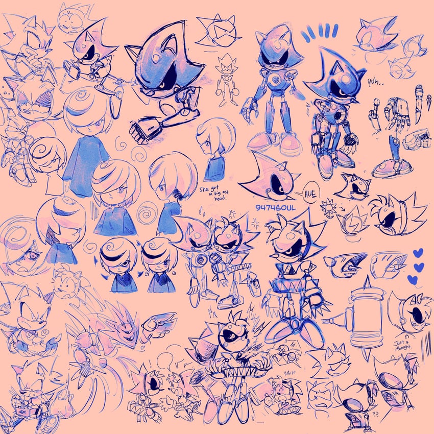 amy rose, dr. eggman, metal sonic, sage, classic amy, and 3 more (sonic and 3 more) drawn by 9474s0ul