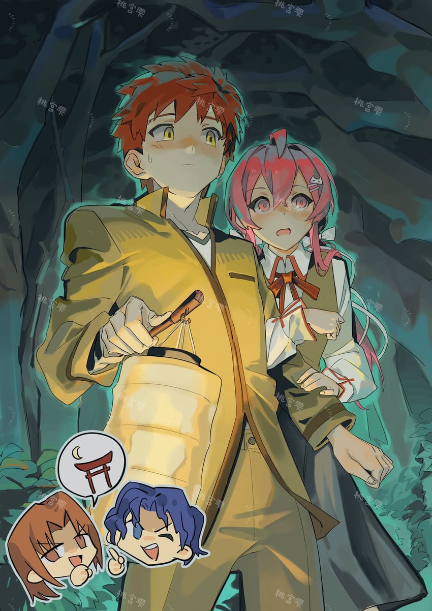 emiya shirou, matou shinji, momomiya shizuku, and mitsuzuri ayako (original and 2 more)