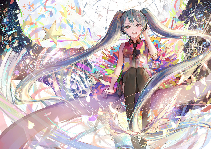 hatsune miku (vocaloid and 1 more) drawn by sishenfan