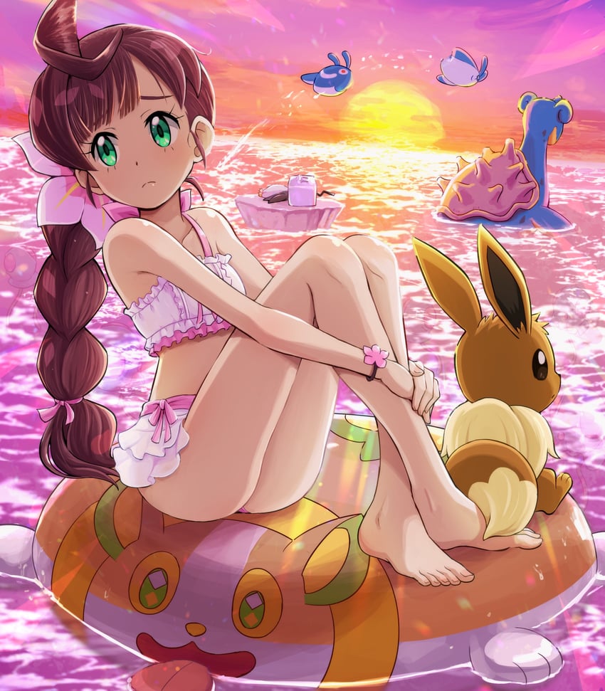 eevee, lapras, yamper, chloe, tentacool, and 2 more (pokemon and 1 more) drawn by pokemoa