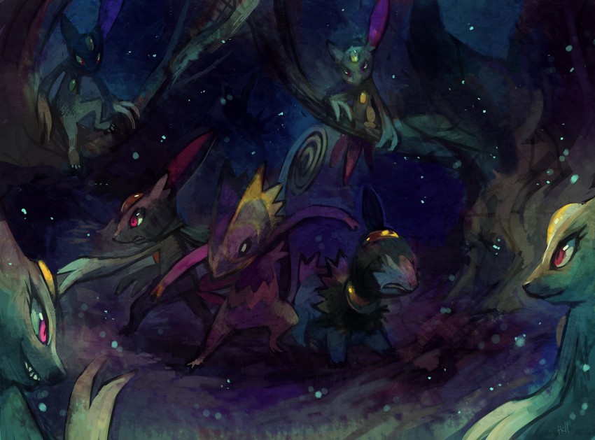sneasel, kecleon, deino, purple kecleon, and pk (pokemon and 1 more) drawn by glitchedpuppet