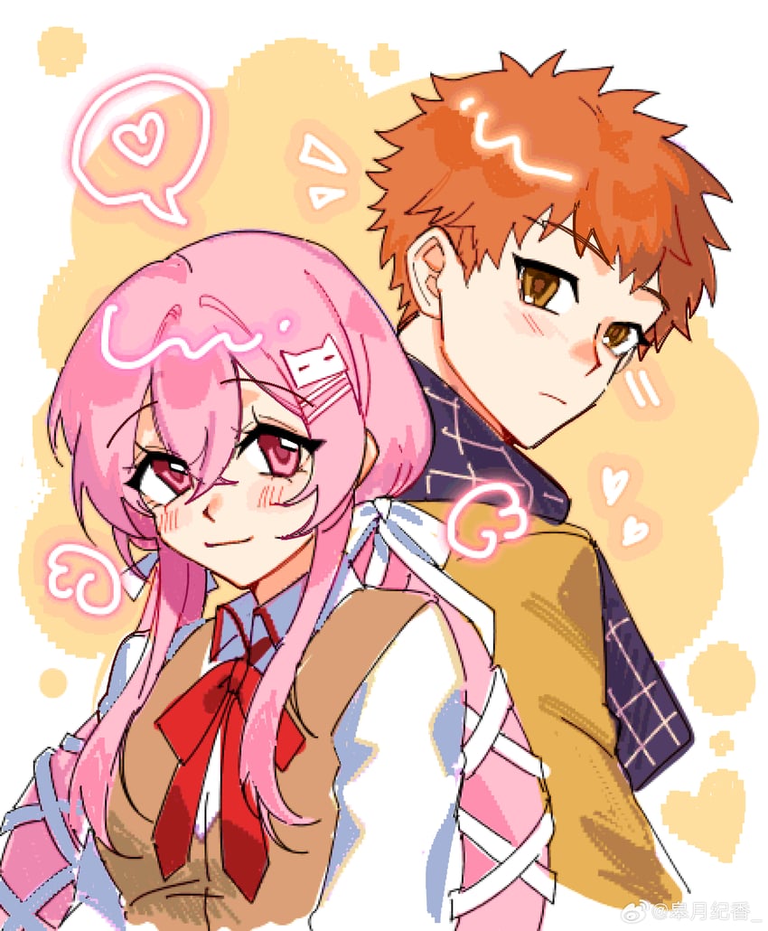 emiya shirou and momomiya shizuku (original and 2 more)
