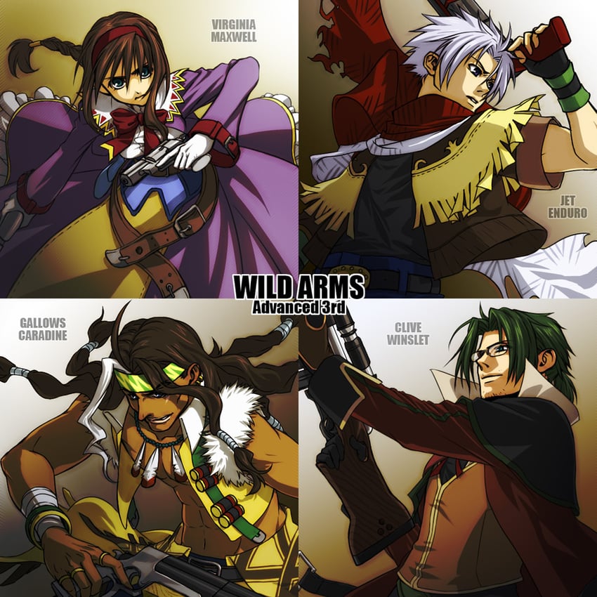 virginia maxwell, jet enduro, gallows carradine, and clive winslett (wild arms and 1 more) drawn by zanshi