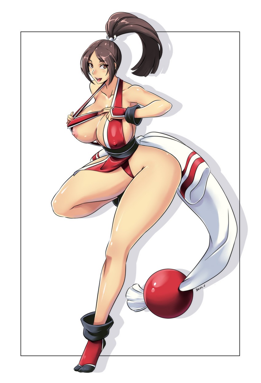 shiranui mai (the king of fighters and 2 more) drawn by devil-v