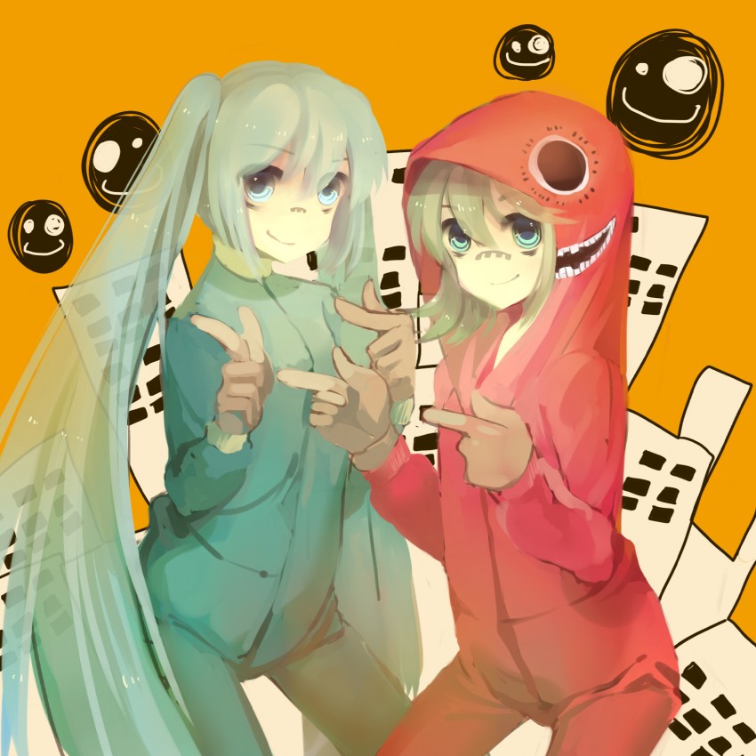 hatsune miku and gumi (vocaloid and 1 more) drawn by nicohi