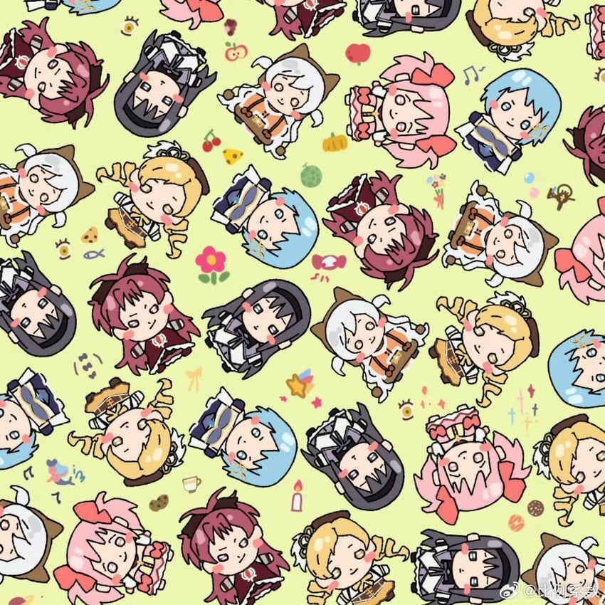 akemi homura, kaname madoka, miki sayaka, sakura kyoko, tomoe mami, and 2 more (mahou shoujo madoka magica) drawn by minganxinxi