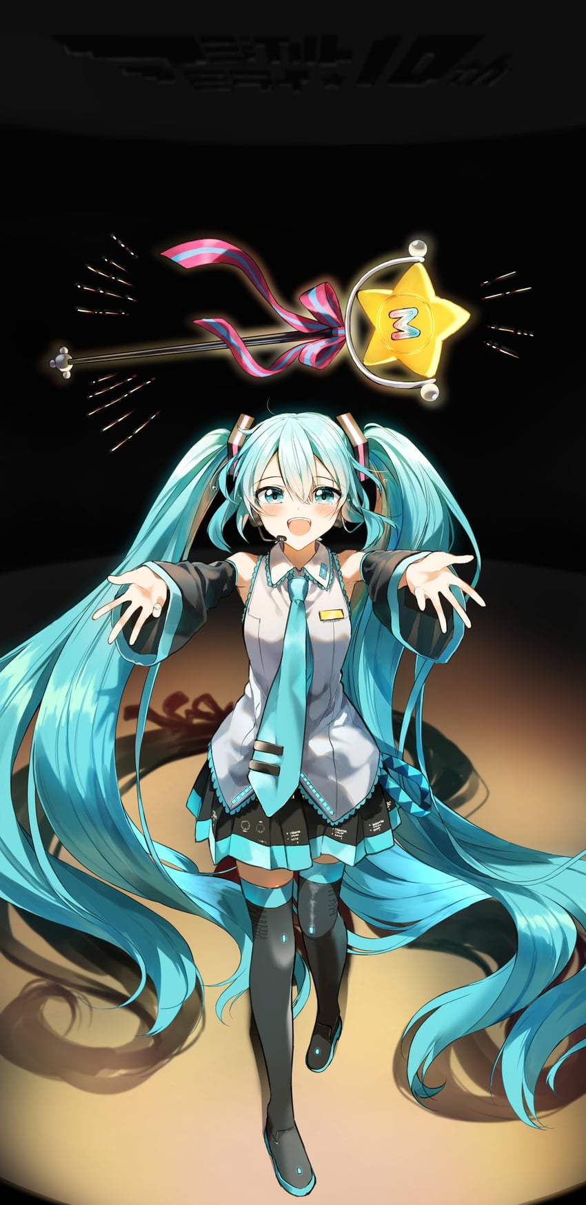 hatsune miku and magical mirai miku (vocaloid and 1 more) drawn by pentagon_(railgun_ky1206)
