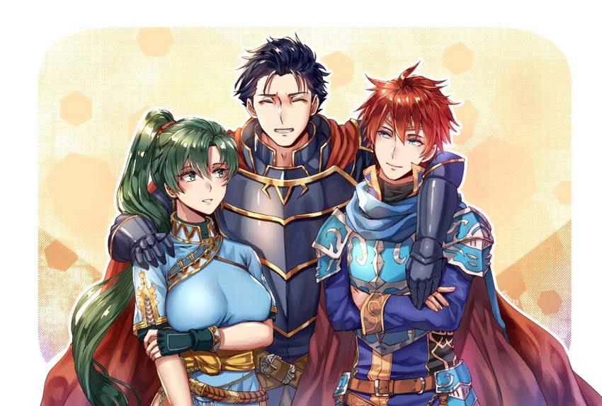 lyn, eliwood, and hector (fire emblem and 2 more) drawn by wani_(fadgrith)