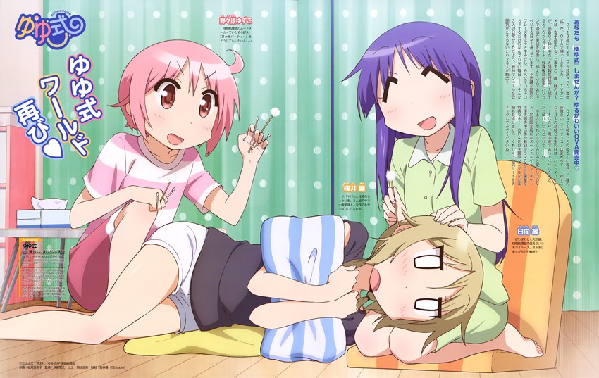 ichii yui, hinata yukari, and nonohara yuzuko (yuyushiki) drawn by matsuo_akiko