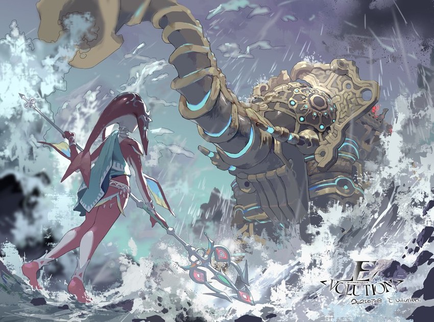 mipha and vah ruta (the legend of zelda and 1 more) drawn by e_volution