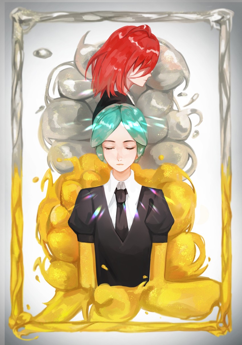 phosphophyllite and cinnabar (houseki no kuni) drawn by mii_mi-yi