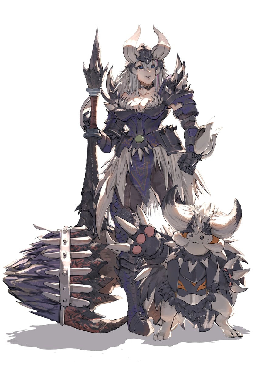 monster hunter and player palico (monster hunter) drawn by touro