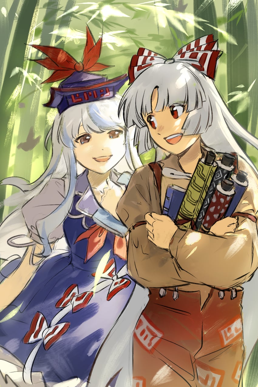 fujiwara no mokou and kamishirasawa keine (touhou) drawn by xuegejiba