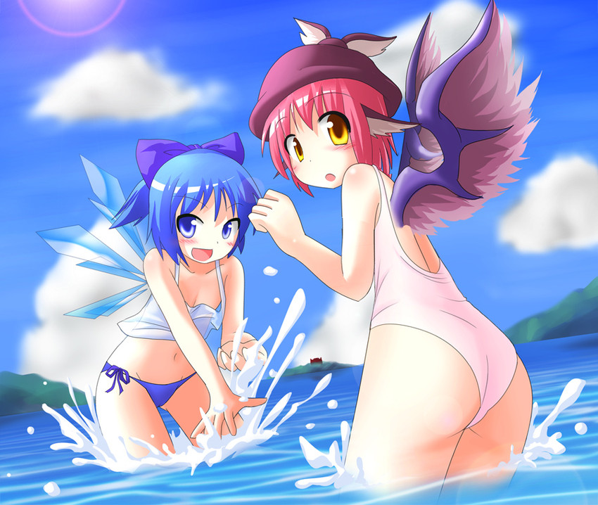 cirno and mystia lorelei (touhou) drawn by des_(namaasi)