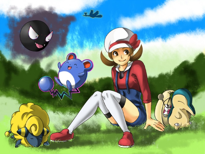 lyra, cyndaquil, gastly, marill, ho-oh, and 1 more (pokemon and 1 more) drawn by biyorihunter