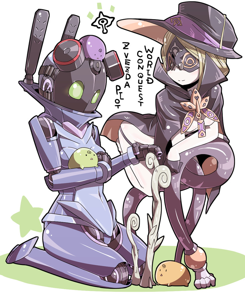natasha, kurukuru, professor um, and roboko (sekai seifuku: bouryaku no zvezda) drawn by kni-droid